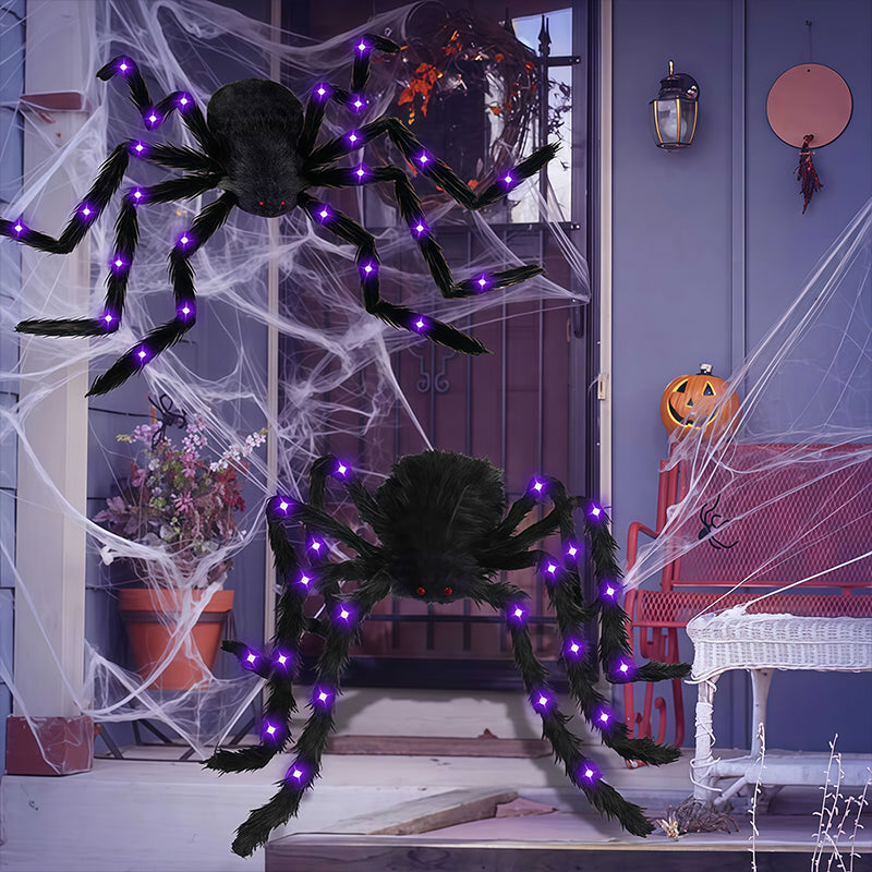 Hairy Spider with Large Web Halloween Outdoor Decoration