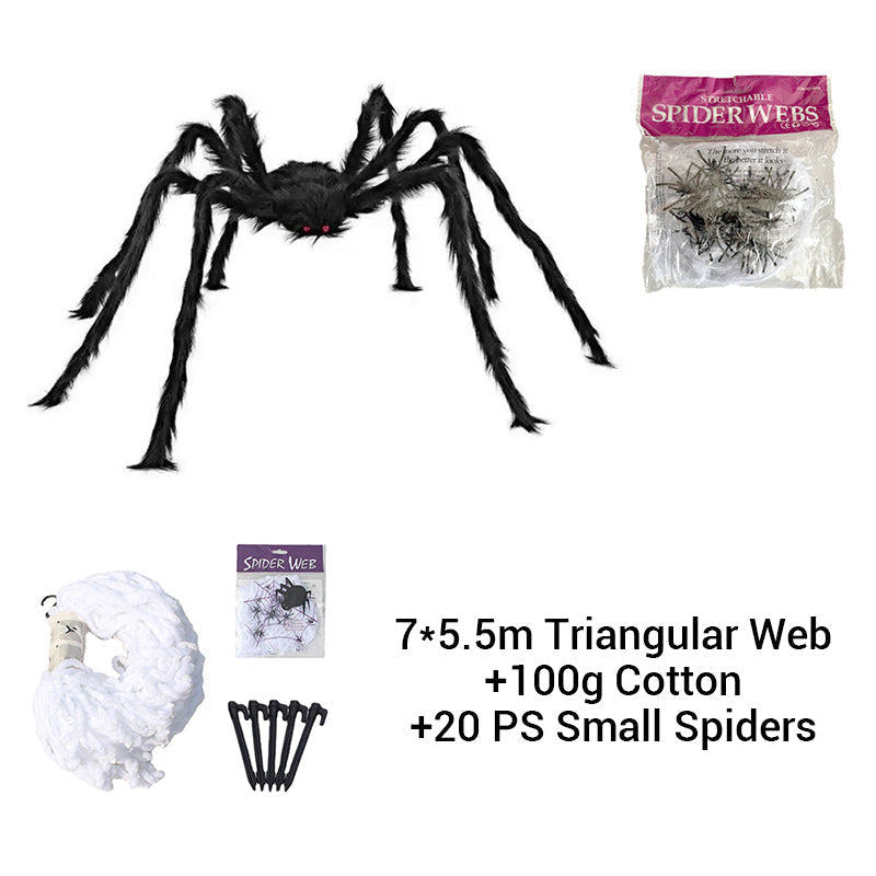 Hairy Spider with Large Web Halloween Outdoor Decoration