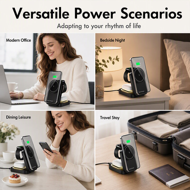 🎉 2026 Sale — Over 24,000 Sold! 📱 3-in-1 Foldable Wireless Charging Station – Charge Phone, Watch & Earbuds at Once – One Cable, Clean Desk! ✨