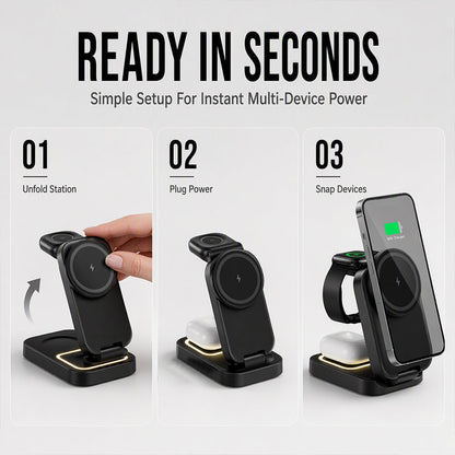 🎉 2026 Sale — Over 24,000 Sold! 📱 3-in-1 Foldable Wireless Charging Station – Charge Phone, Watch & Earbuds at Once – One Cable, Clean Desk! ✨