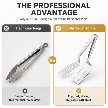Stainless Steel Steak Tongs with Serrated Edge