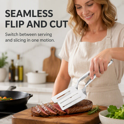 Stainless Steel Steak Tongs with Serrated Edge