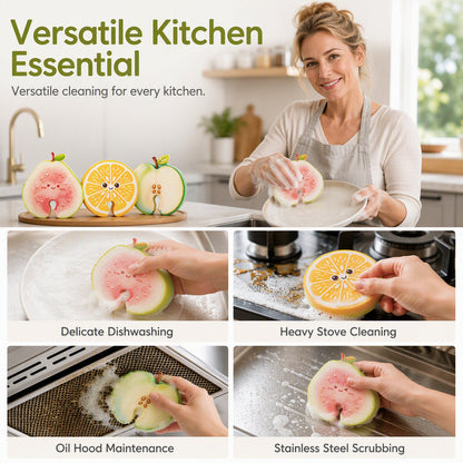 Cute Fruit Shaped Dishwashing Sponge Scrubber