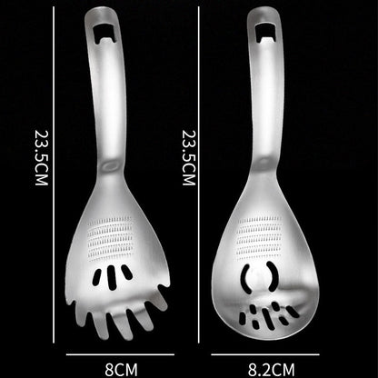 🥄 Stainless Steel Cooking Spoon with Strainer, Masher & More