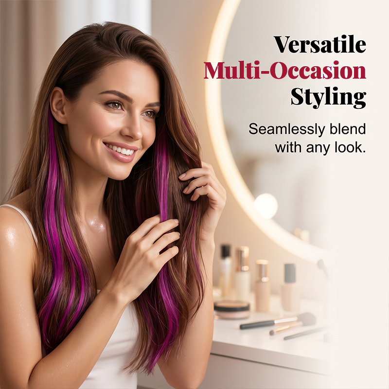 12PCS Straight Clip-In Colored Hair Extensions