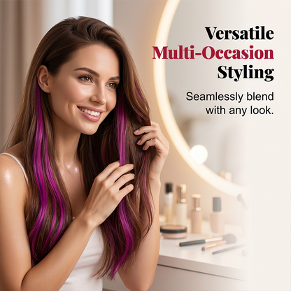 12PCS Straight Clip-In Colored Hair Extensions