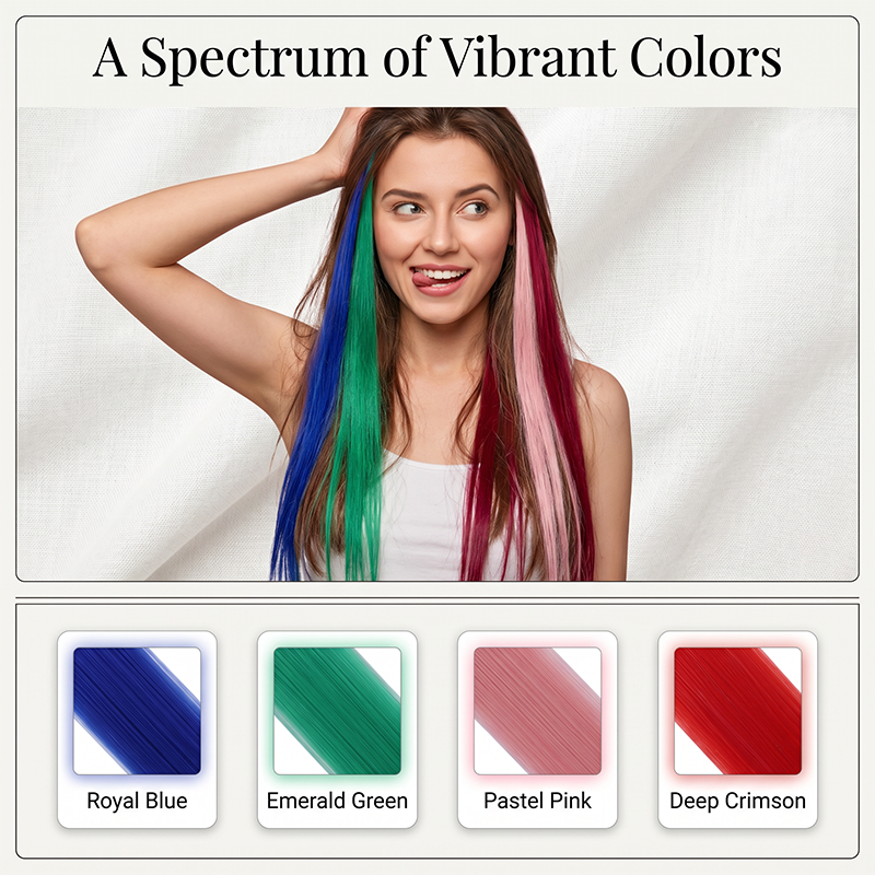 12PCS Straight Clip-In Colored Hair Extensions