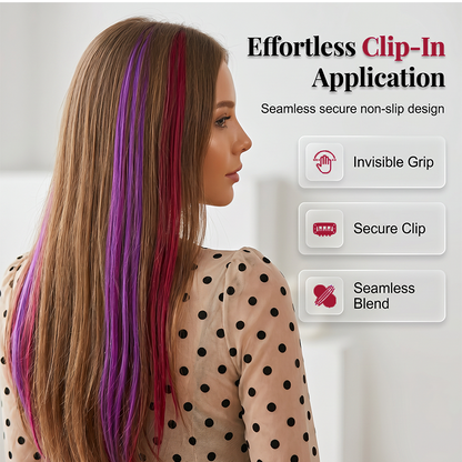 12PCS Straight Clip-In Colored Hair Extensions