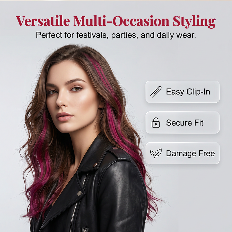 12PCS Straight Clip-In Colored Hair Extensions