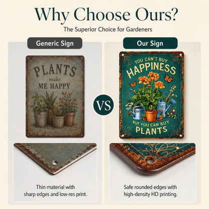 Vintage Garden Metal Sign with Plant Lover Quote
