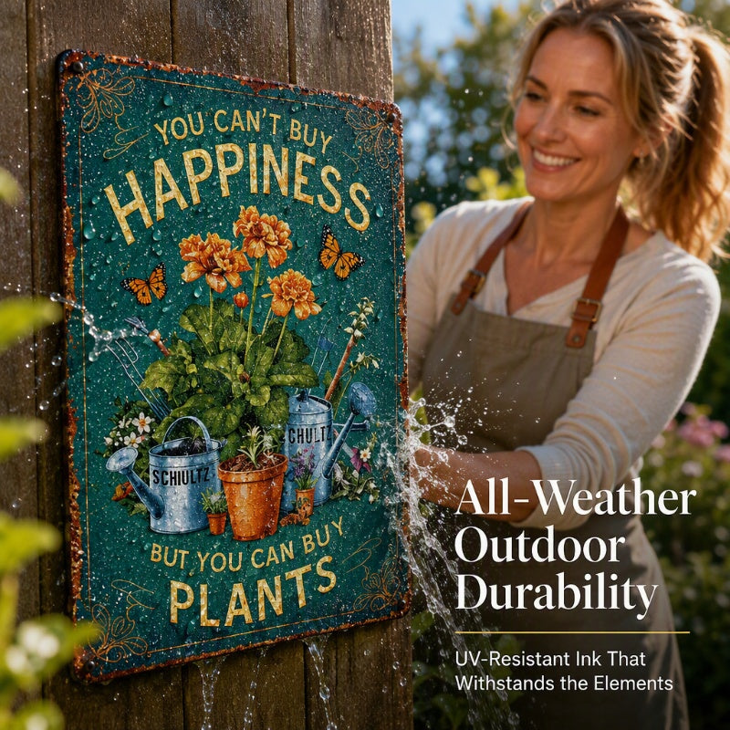 Vintage Garden Metal Sign with Plant Lover Quote