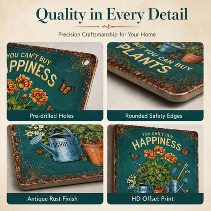 Vintage Garden Metal Sign with Plant Lover Quote