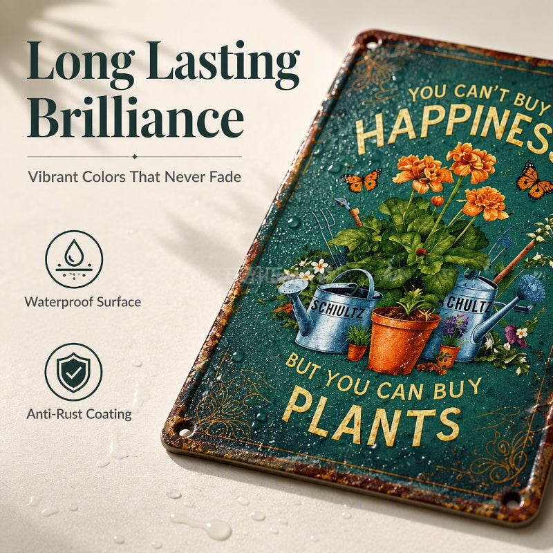 Vintage Garden Metal Sign with Plant Lover Quote