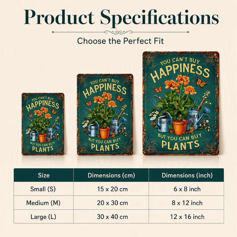 Vintage Garden Metal Sign with Plant Lover Quote
