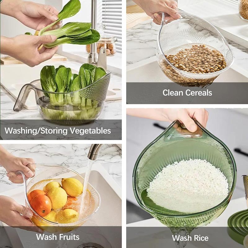 📢📢50% OFF & In Stock⏰ Wash Rice Without Losing a Grain – Fine Mesh Colander Bowl with Handle. UK Stock ✨