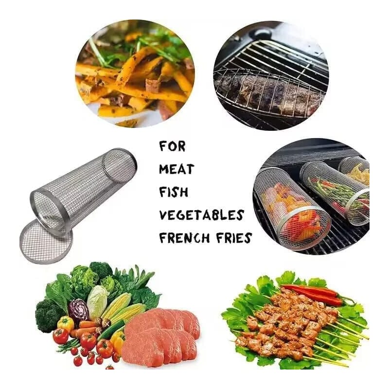 Rolling Grilling Basket for Outdoor BBQ