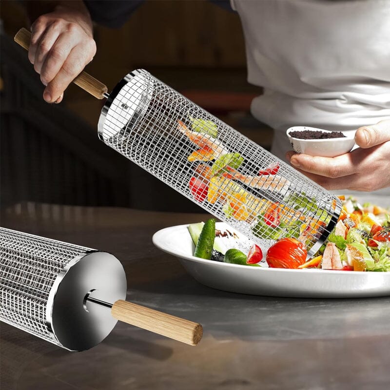 Rolling Grilling Basket for Outdoor BBQ