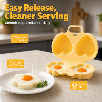 Microwave Egg Poacher with Heart and Flower Shapes
