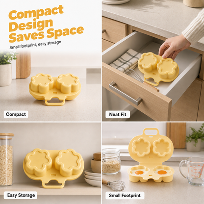Microwave Egg Poacher with Heart and Flower Shapes