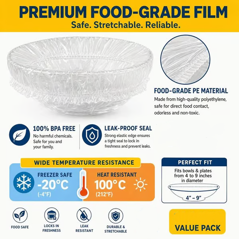 💸Great Value 300/500PCS Disposable Elastic Food Bowl Covers Universal Stretch Fresh‑Keeping Covers for Bowls, Plates & Leftovers