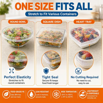 💸Great Value 300/500PCS Disposable Elastic Food Bowl Covers Universal Stretch Fresh‑Keeping Covers for Bowls, Plates & Leftovers