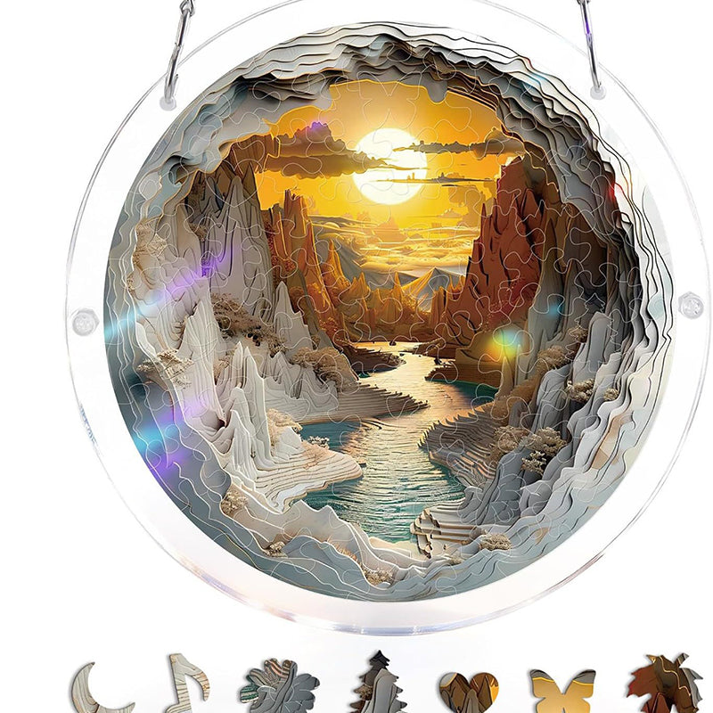 Acrylic Sunset & Sea Jigsaw Puzzle Window Hanging