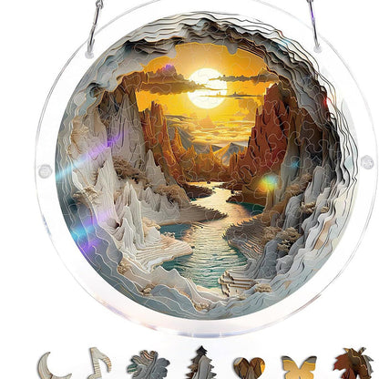 Acrylic Sunset & Sea Jigsaw Puzzle Window Hanging