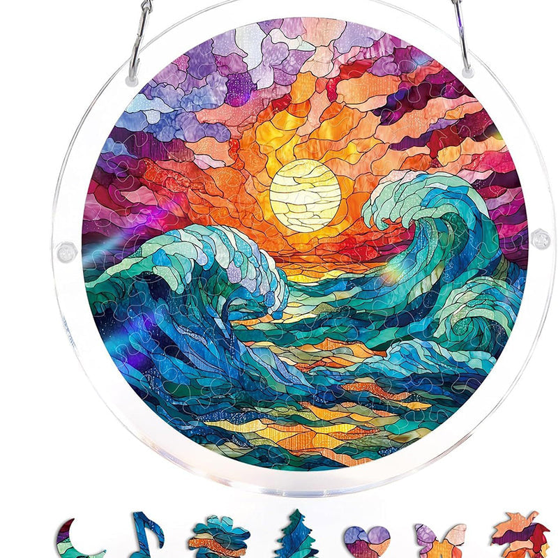 Acrylic Sunset & Sea Jigsaw Puzzle Window Hanging