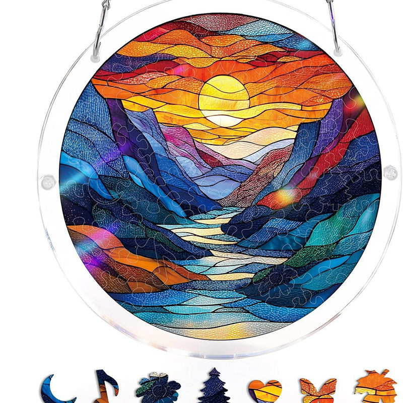 Acrylic Sunset & Sea Jigsaw Puzzle Window Hanging