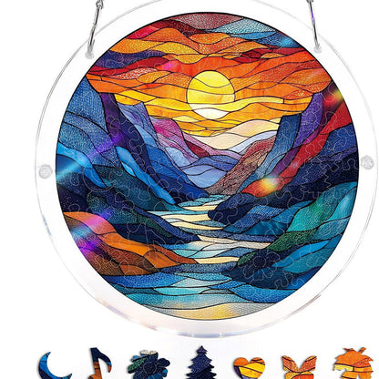 Acrylic Sunset & Sea Jigsaw Puzzle Window Hanging
