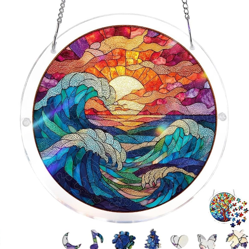 Acrylic Sunset & Sea Jigsaw Puzzle Window Hanging