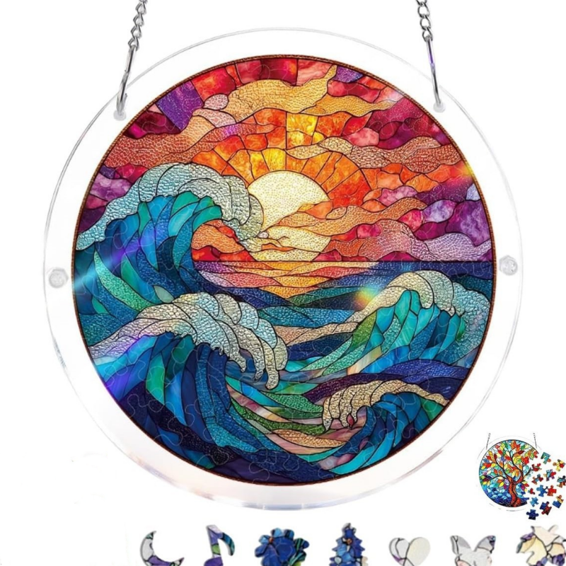 Acrylic Sunset & Sea Jigsaw Puzzle Window Hanging
