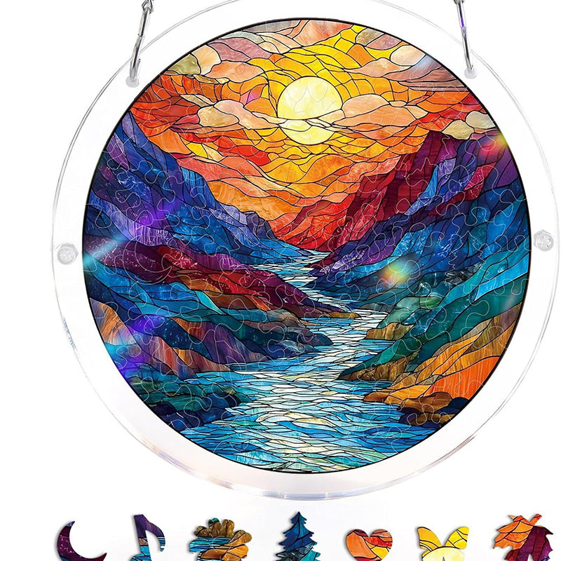 Acrylic Sunset & Sea Jigsaw Puzzle Window Hanging