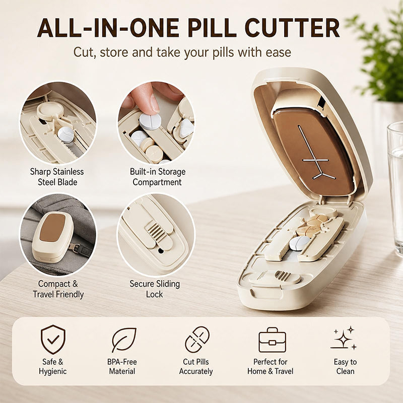 ⚡ Quick & Easy Pill Splitter 💊 Portable Pill Cutter Splitter