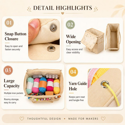 🎉 Hot Sale 50% OFF💞🔥Canvas Yarn Storage Bag with Needle Pockets