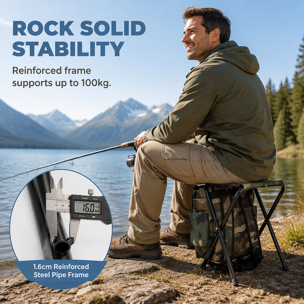 Portable Folding Chair Backpack 2-in-1 Outdoor Camping Stool