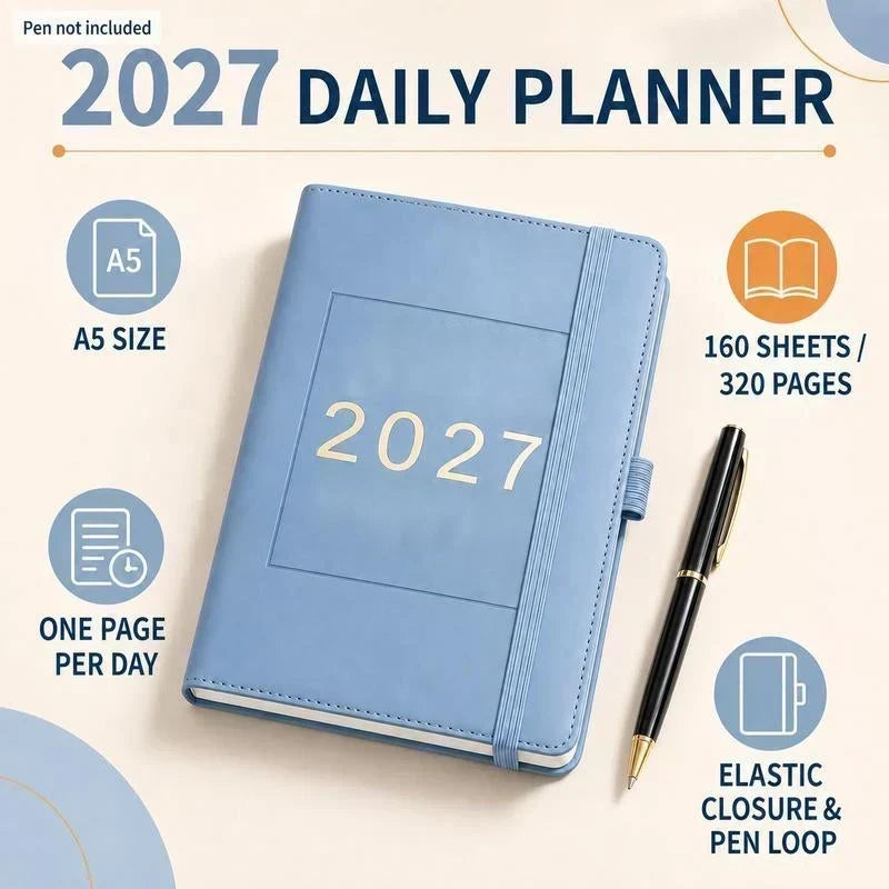 📢📢50% OFF !! ⏰A5 2027 One‑Day‑Per‑Page Diary Notebook ✨