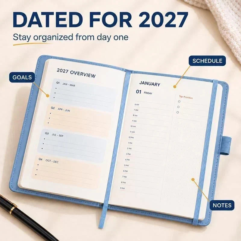 📢📢50% OFF !! ⏰A5 2027 One‑Day‑Per‑Page Diary Notebook ✨