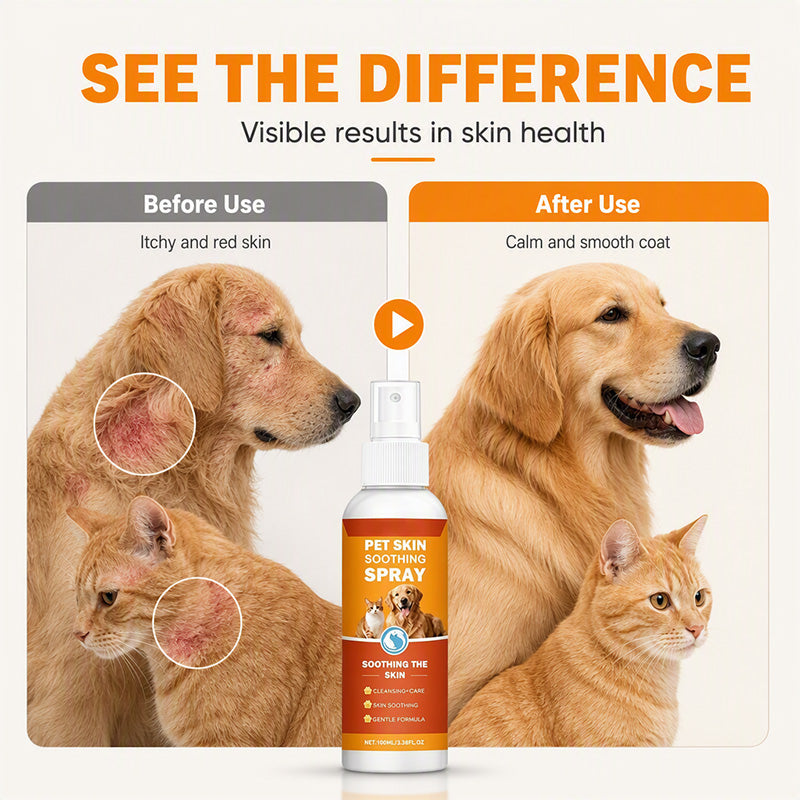🐾 Pet Skin Soothing Spray – Gentle Itch Relief & Hydrating Care for Dogs & Cats