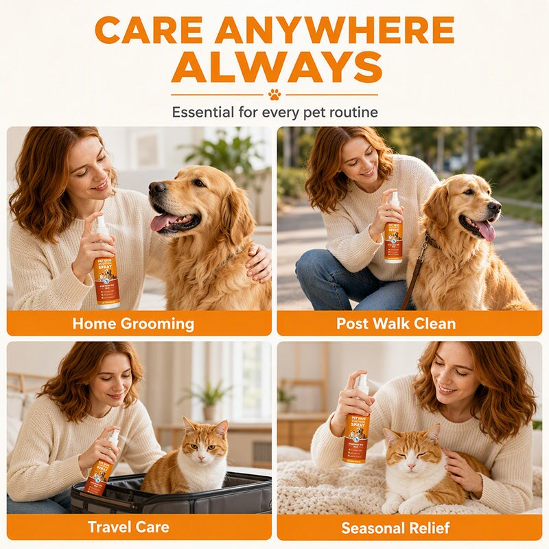 🐾 Pet Skin Soothing Spray – Gentle Itch Relief & Hydrating Care for Dogs & Cats