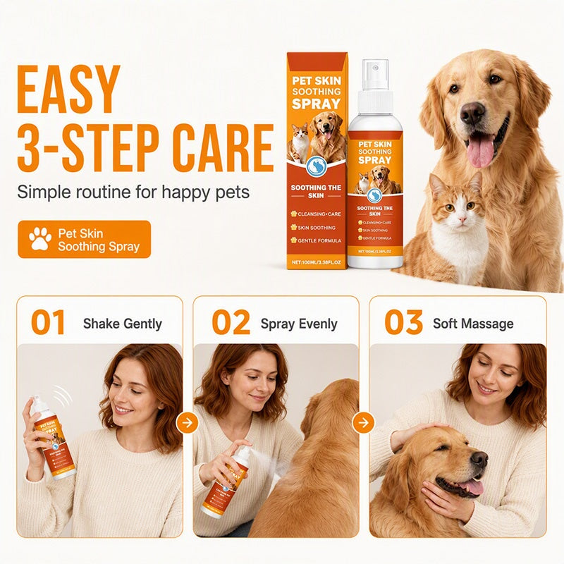 🐾 Pet Skin Soothing Spray – Gentle Itch Relief & Hydrating Care for Dogs & Cats