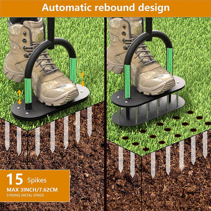 🌱 Heavy-Duty Manual Lawn Coring Aerator – Carbon Steel Soil Plug Aerator with Spring Ejection