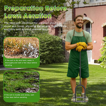 🌱 Heavy-Duty Manual Lawn Coring Aerator – Carbon Steel Soil Plug Aerator with Spring Ejection