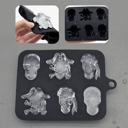 3D Skull Silicone Ice Cube Tray with Lid