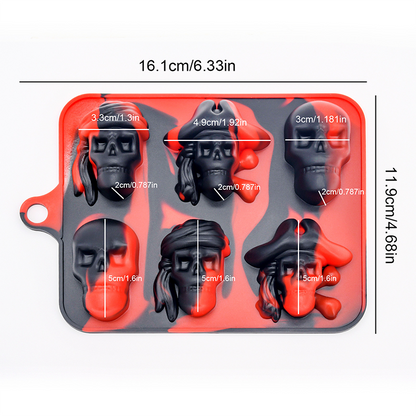 3D Skull Silicone Ice Cube Tray with Lid