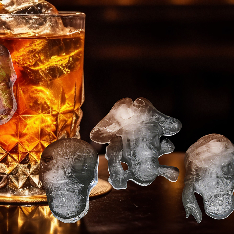 3D Skull Silicone Ice Cube Tray with Lid
