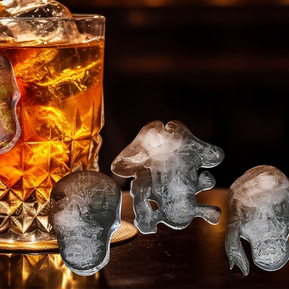 3D Skull Silicone Ice Cube Tray with Lid