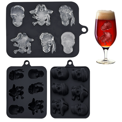 3D Skull Silicone Ice Cube Tray with Lid