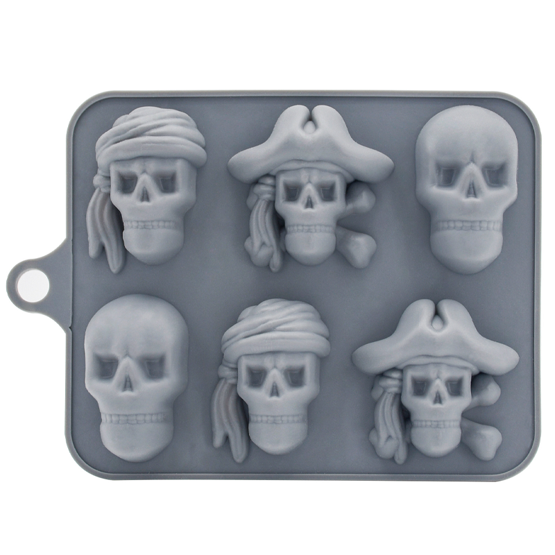 3D Skull Silicone Ice Cube Tray with Lid