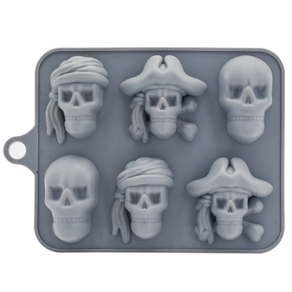 3D Skull Silicone Ice Cube Tray with Lid